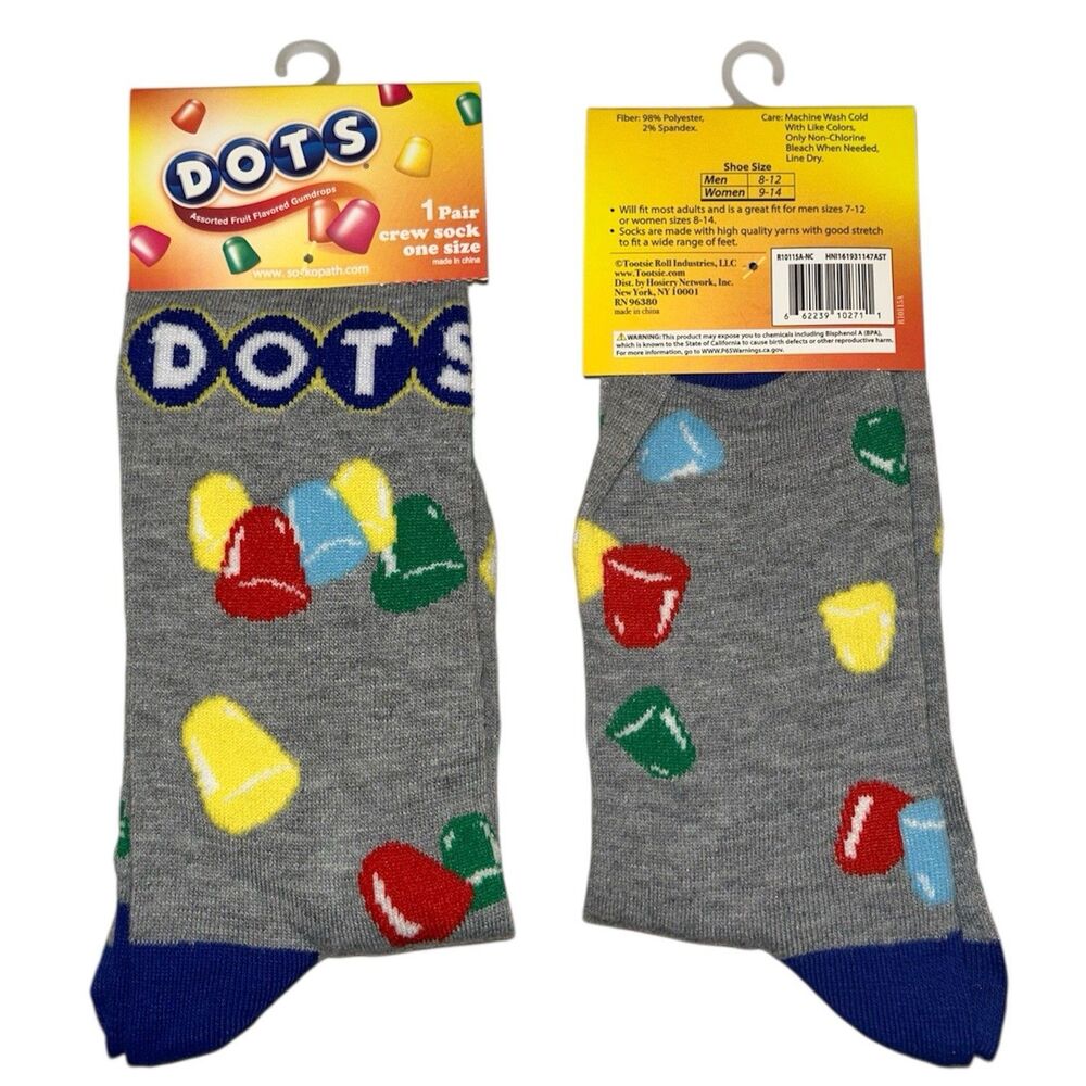 1x Dots Gumdrops Novelty Crew Socks Adult Set One Size